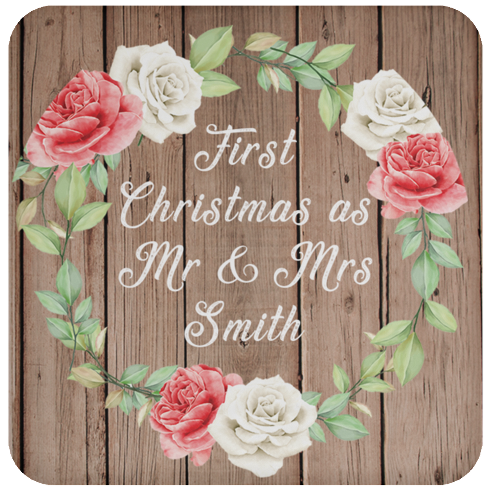First Christmas As Mr & Mrs Smith - Drink Coaster B