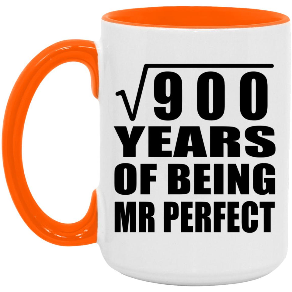 30th Anniversary Square Root of 900 Years of Mr Perfect - 15oz Accent Mug Orange