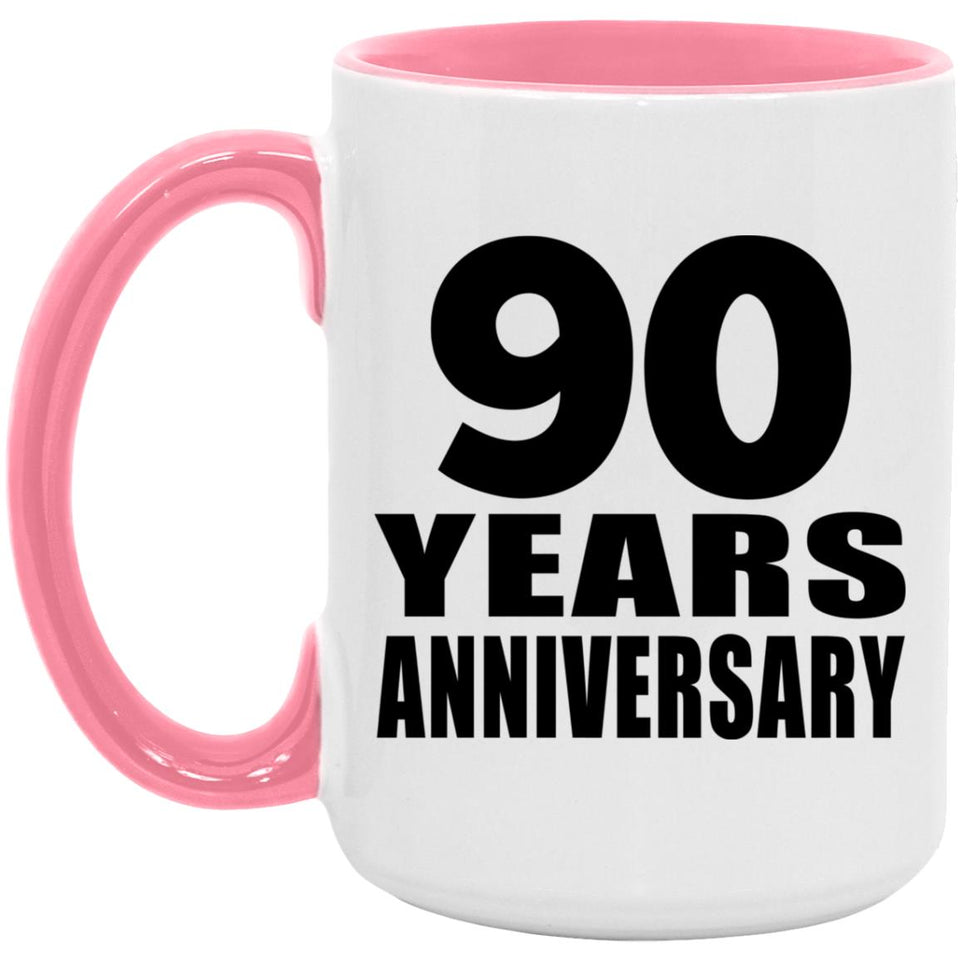 90th Anniversary 90 Years Anniversary - 15oz Accent Mug Pink