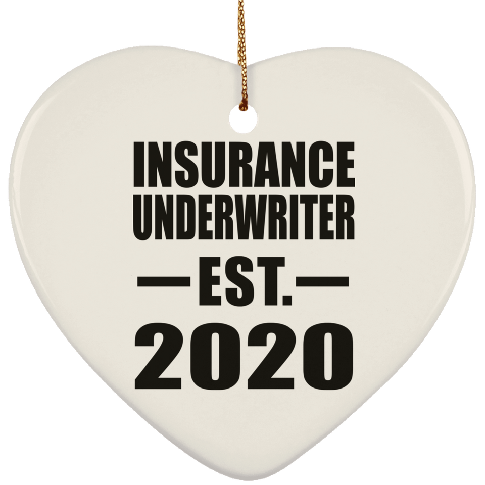 Insurance Underwriter Established EST. 2020 - Heart Ornament