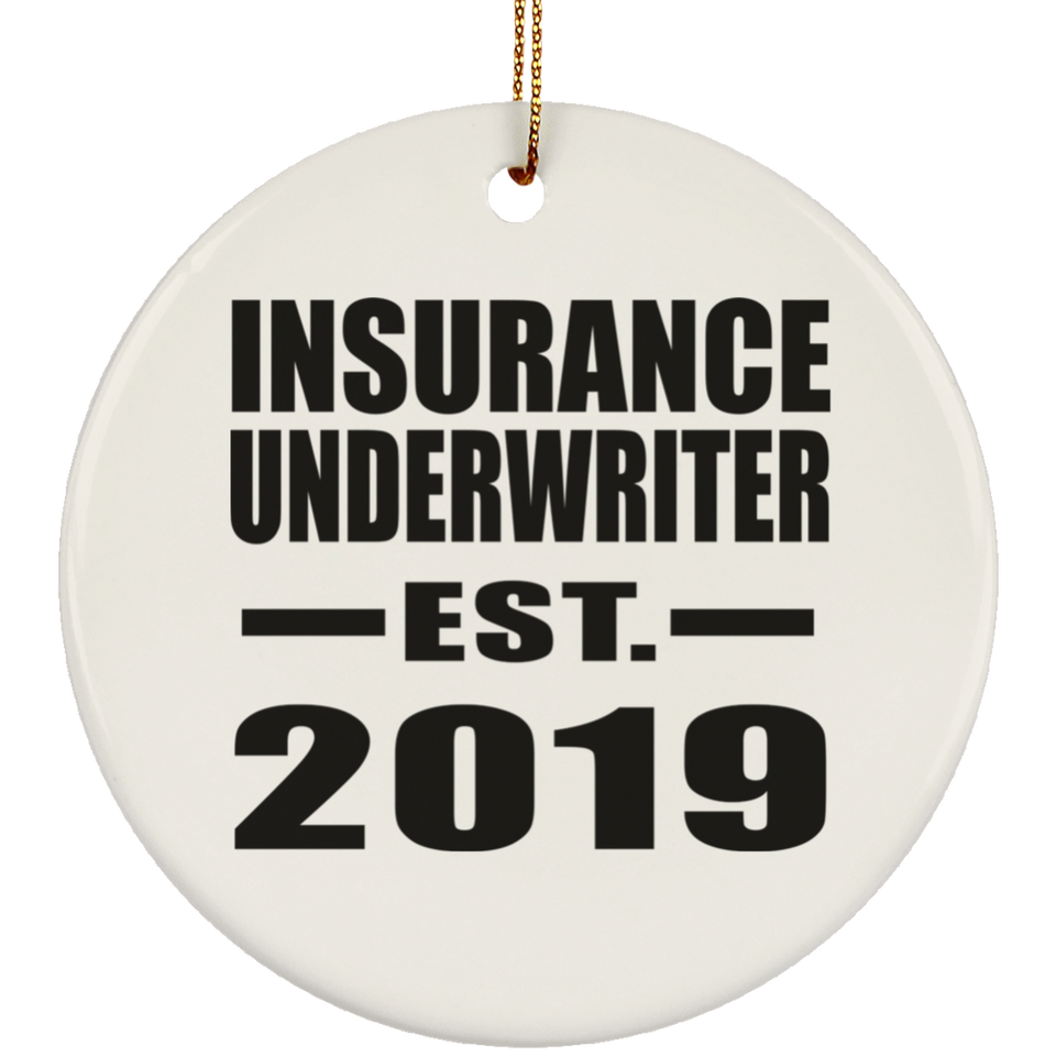 Insurance Underwriter Established EST. 2019 - Circle Ornament