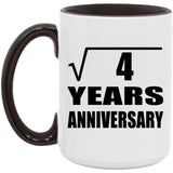 2nd Anniversary Square Root of 4 Years Anniversary - 15oz Accent Mug Black