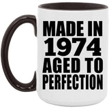 50th Birthday Made In 1974 Aged to Perfection - 15oz Accent Mug Black