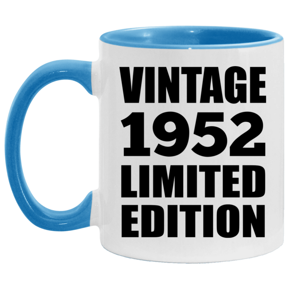 72nd Birthday Vintage 1952 Limited Edition - 11oz Accent Mug Blue