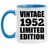 72nd Birthday Vintage 1952 Limited Edition - 11oz Accent Mug Blue