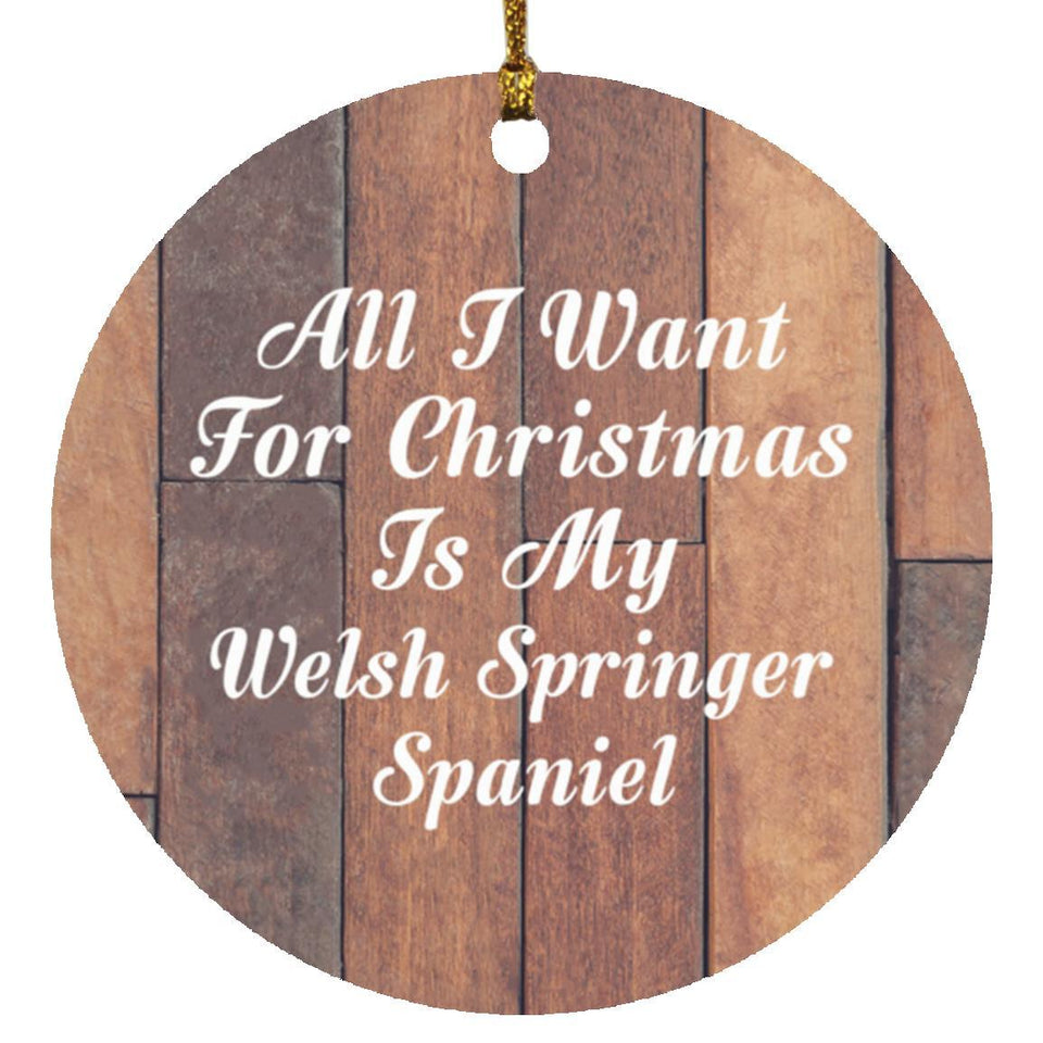 All I Want For Christmas Is My Welsh Springer Spaniel - Circle Ornament E