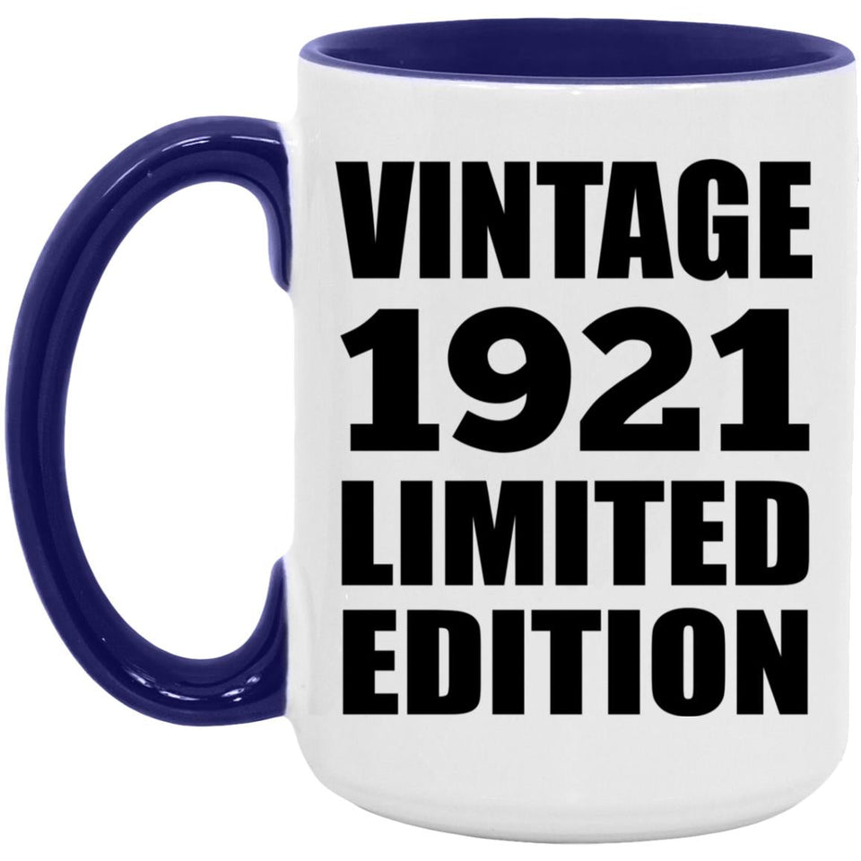 103rd Birthday Vintage 1921 Limited Edition - 15oz Accent Mug Purple