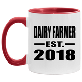 Dairy Farmer Established EST. 2018 - 11oz Accent Mug Red