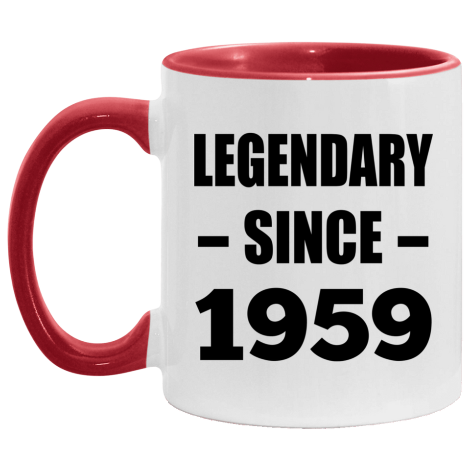65th Birthday Legendary Since 1959 - 11oz Accent Mug Red