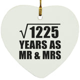 35th Anniversary Square Root of 1225 Years As Mr & Mrs - Heart Ornament