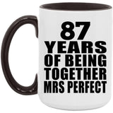 87th Anniversary 87 Years Of Being Mrs Perfect - 15oz Accent Mug Black