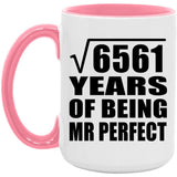81st Anniversary Square Root of 6561 Years of Mr Perfect - 15oz Accent Mug Pink