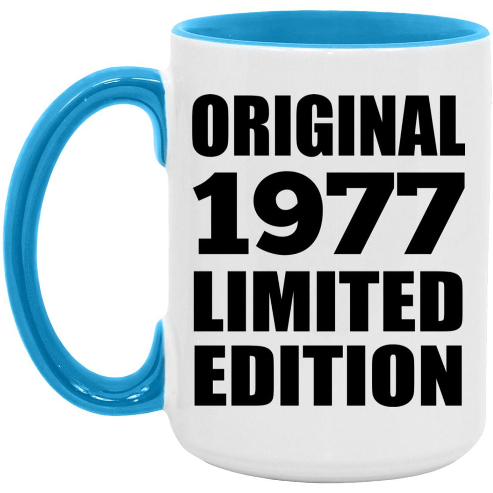 47th Birthday Original 1977 Limited Edition - 15oz Accent Mug Blue