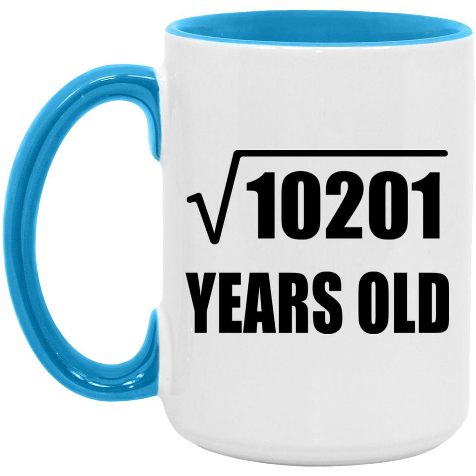 101st Birthday Square Root of 10201 Years Old - 15oz Accent Mug Blue