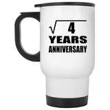 2nd Anniversary Square Root of 4 Years Anniversary - White Travel Mug