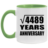 67th Anniversary Square Root of 4489 Years Anniversary - 11oz Accent Mug Green
