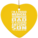 Proud Medical Technician Dad Of Awesome Son - Heart Ornament