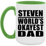 Steven World's Okayest Dad - 15oz Accent Mug Green