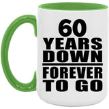 60th Anniversary 60 Years Down Forever to Go - 15oz Accent Mug Green