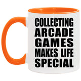 Collecting Arcade Games Makes Life Special - 11oz Accent Mug Orange