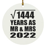 38th Anniversary Square Root of 1444 Years As Mr & Mrs 2022 - Circle Ornament