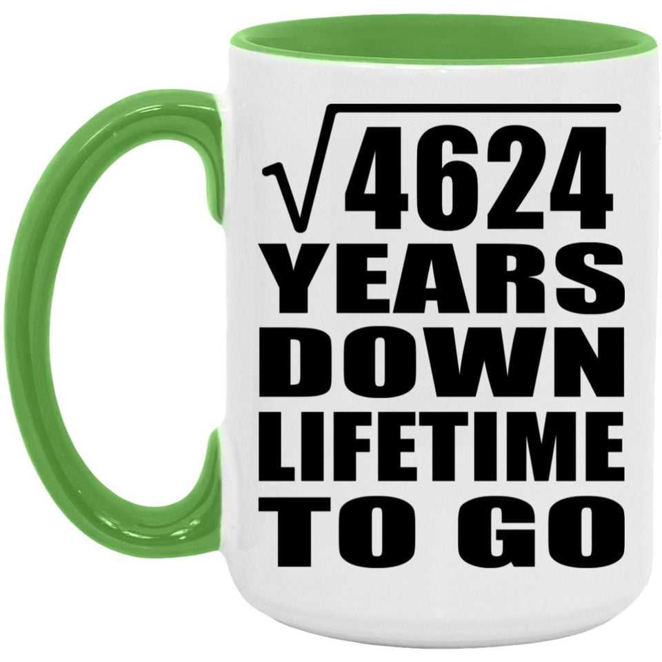 68th Anniversary Square Root of 4624 Years Lifetime To Go - 15oz Accent Mug Green