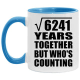 79th Anniversary Square Root of 6241 Years Who's Counting - 11oz Accent Mug Blue