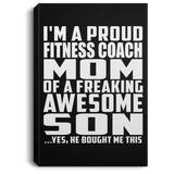 Proud Fitness Coach Mom Of Awesome Son - Canvas Portrait
