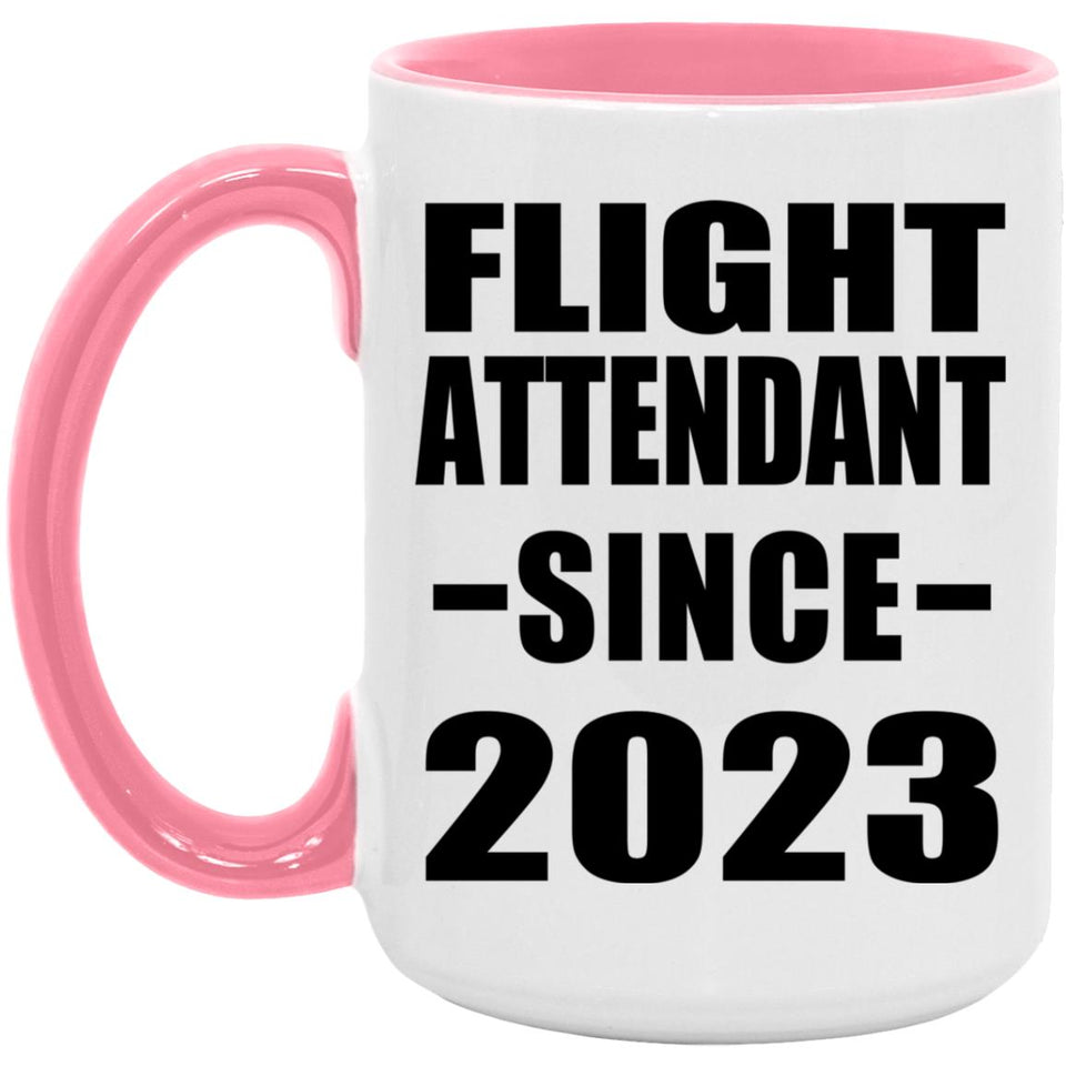 Flight Attendant Since 2023 - 15oz Accent Mug Pink