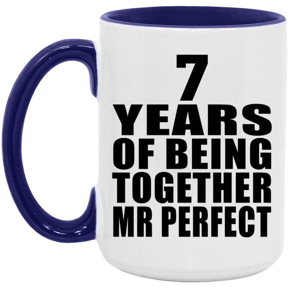7th Anniversary 7 Years Of Being Mr Perfect - 15oz Accent Mug Purple
