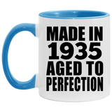 89th Birthday Made In 1935 Aged to Perfection - 11oz Accent Mug Blue