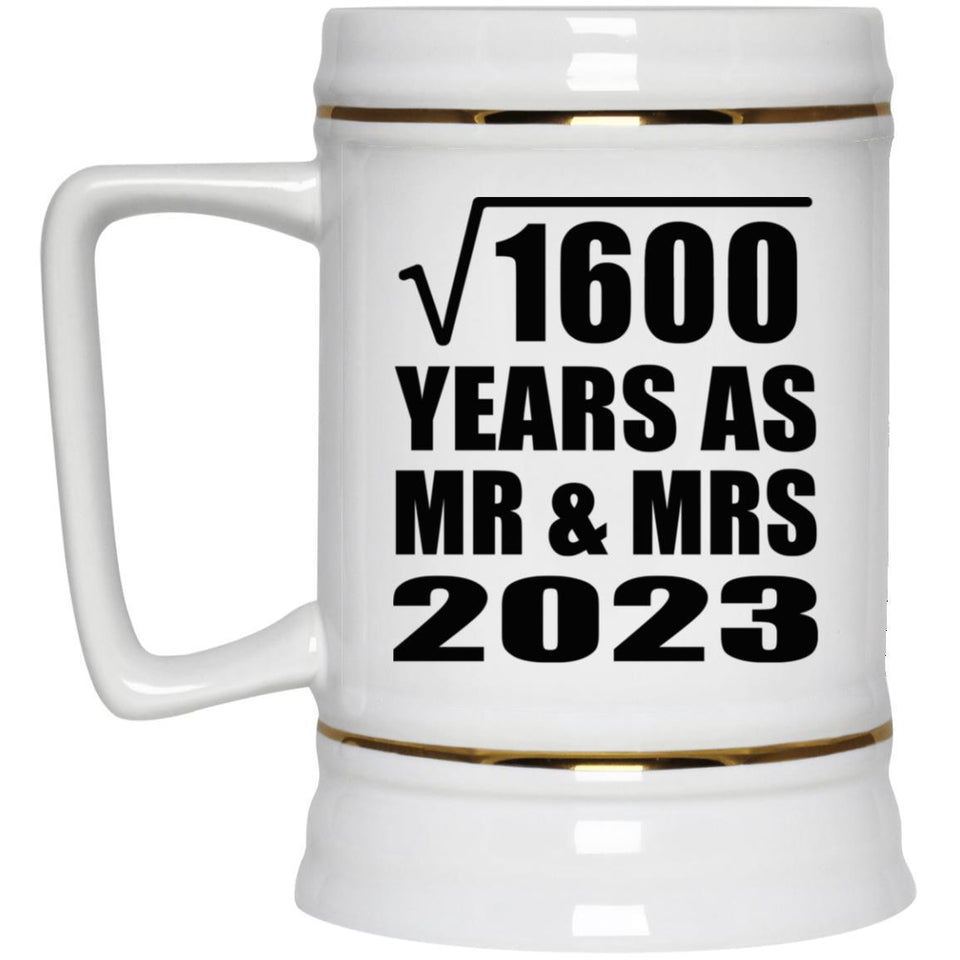 40th Anniversary Square Root of 1600 Years As Mr & Mrs 2023 - Beer Stein