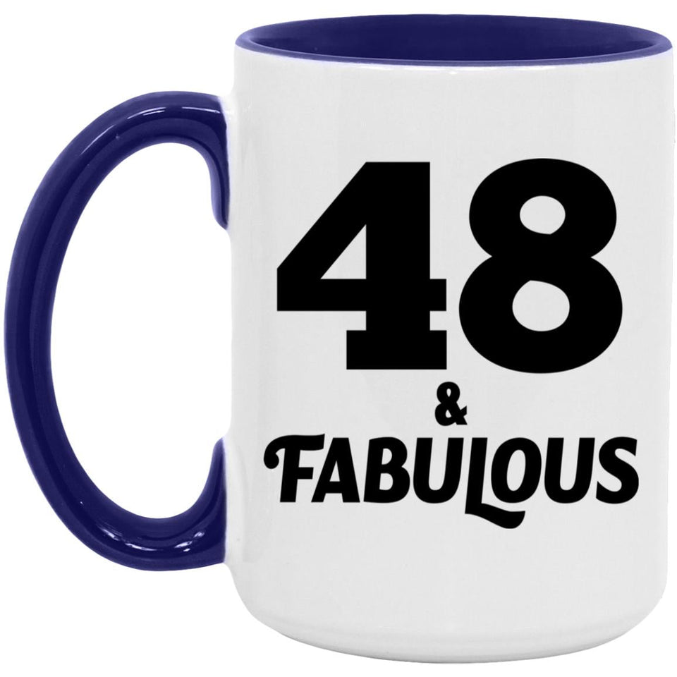 48th Birthday 48 & Fabulous - 15oz Accent Mug Purple