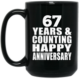 Happy 67th Anniversary 67 Years & Counting - 15 Oz Coffee Mug Black