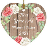 First Year As Mother & Father 2021 - Heart Ornament B