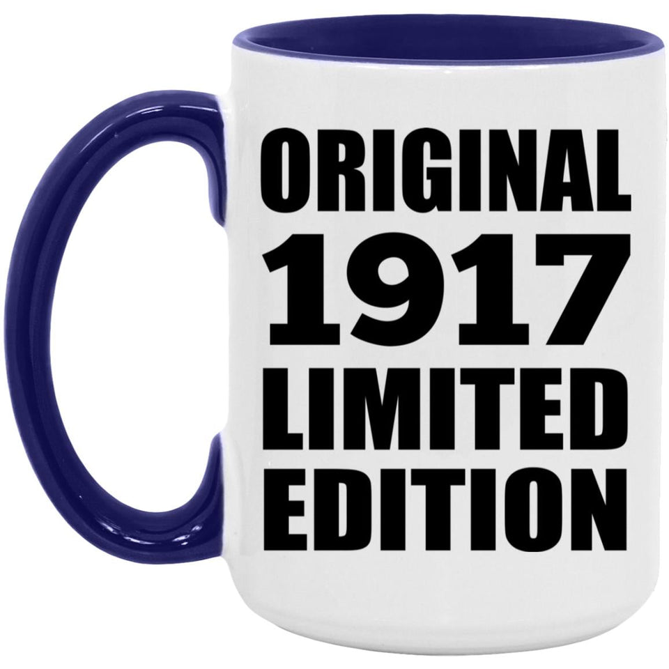 107th Birthday Original 1917 Limited Edition - 15oz Accent Mug Purple