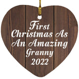 First Christmas As An Amazing Granny 2022 - Heart Ornament D
