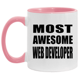 Most Awesome Web Developer - 11oz Accent Mug Pink