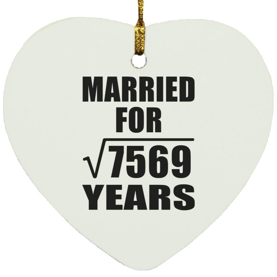 87th Anniversary Married For Square Root of 7569 Years - Heart Ornament