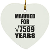 87th Anniversary Married For Square Root of 7569 Years - Heart Ornament
