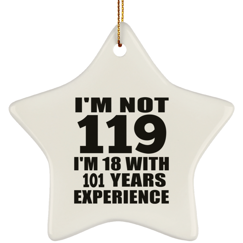 119th Birthday I'm Not 119 I'm 18 With 101 Years Experience - Star Ornament