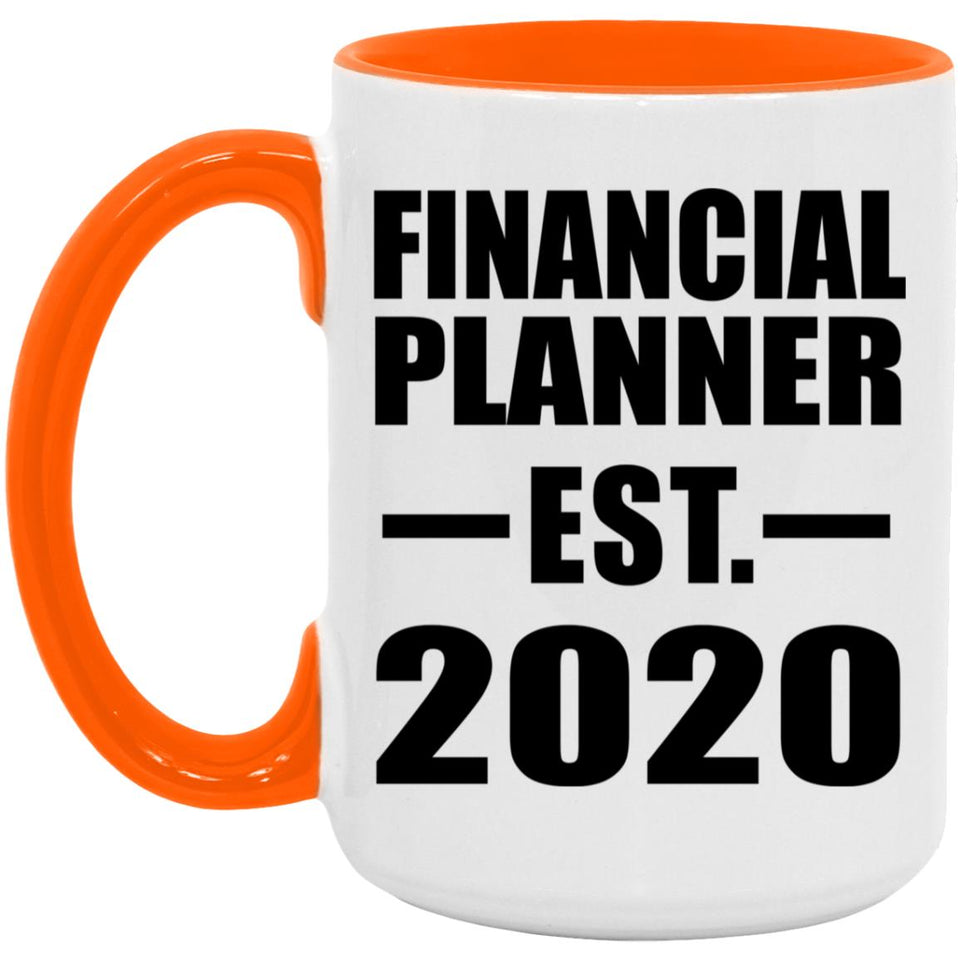 Financial Planner Established EST. 2020 - 15oz Accent Mug Orange