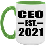 CEO Established EST. 2021 - 15oz Accent Mug Green