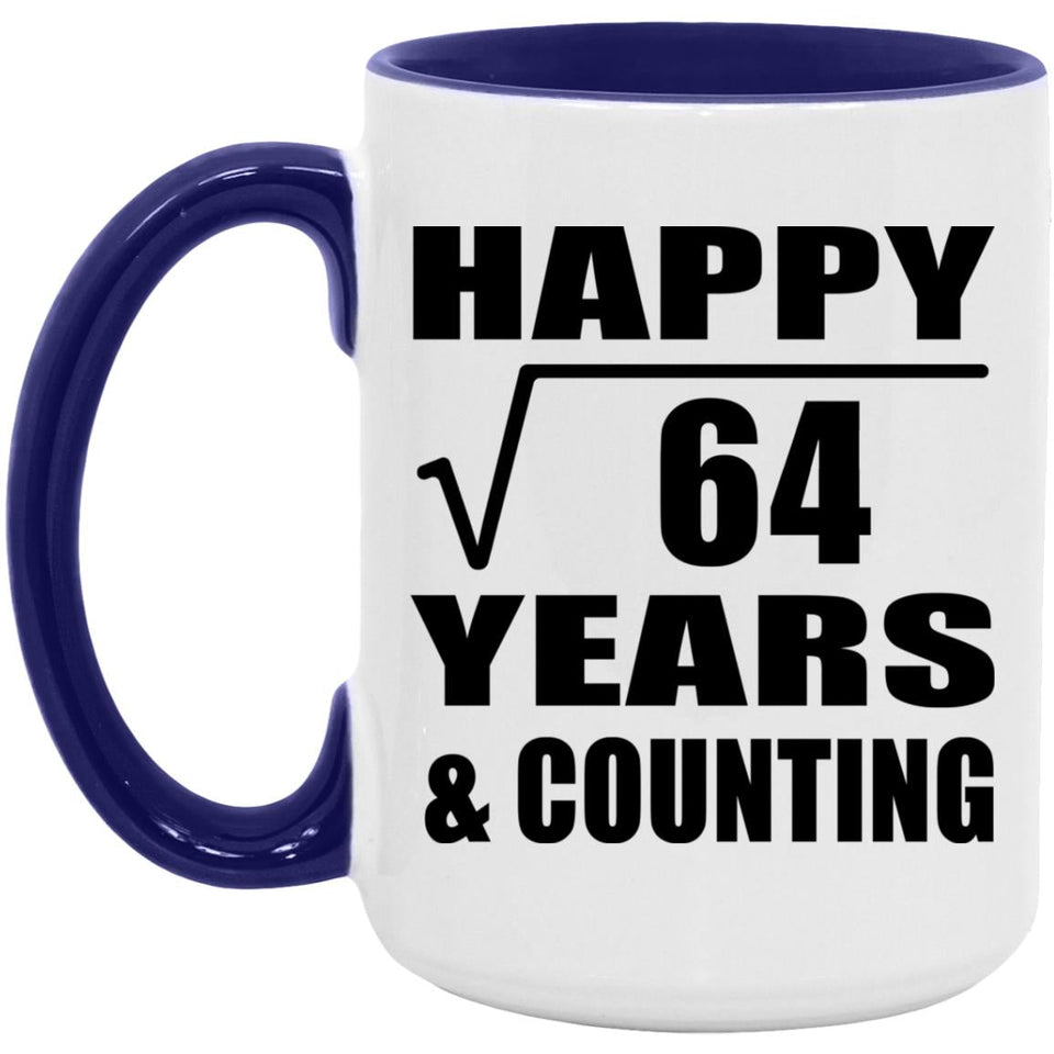 Happy 8th Anniversary Square Root of 64 Years & Counting - 15oz Accent Mug Purple