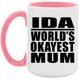 Ida World's Okayest Mum - 15oz Accent Mug Pink