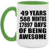 49th Birthday 49 Years 588 Months 17897 Days Of Awesome - 15oz Accent Mug Green