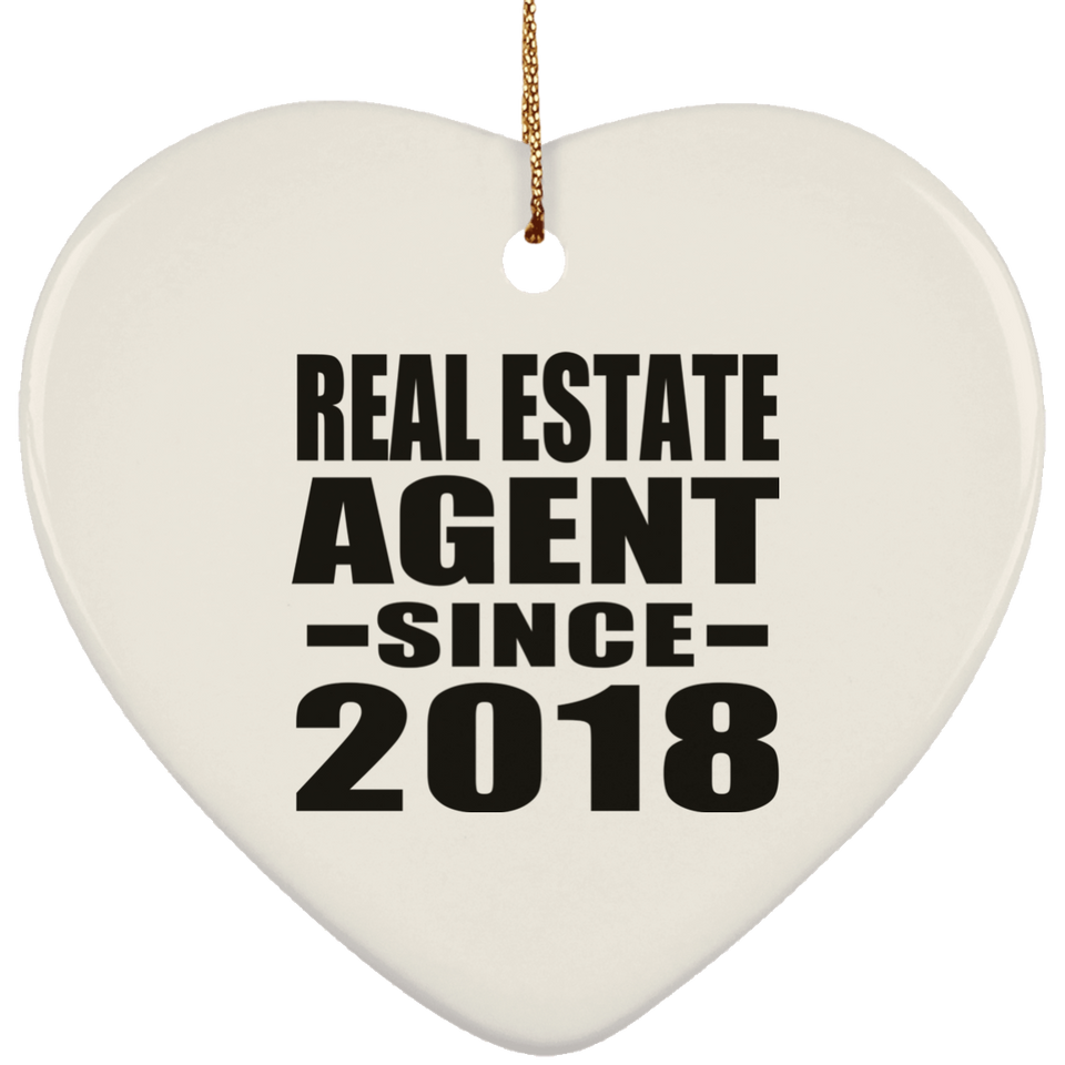 Real Estate Agent Since 2018 - Heart Ornament