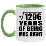 36th Anniversary Square Root of 1296 Years of Being Mrs Right - 11oz Accent Mug Green