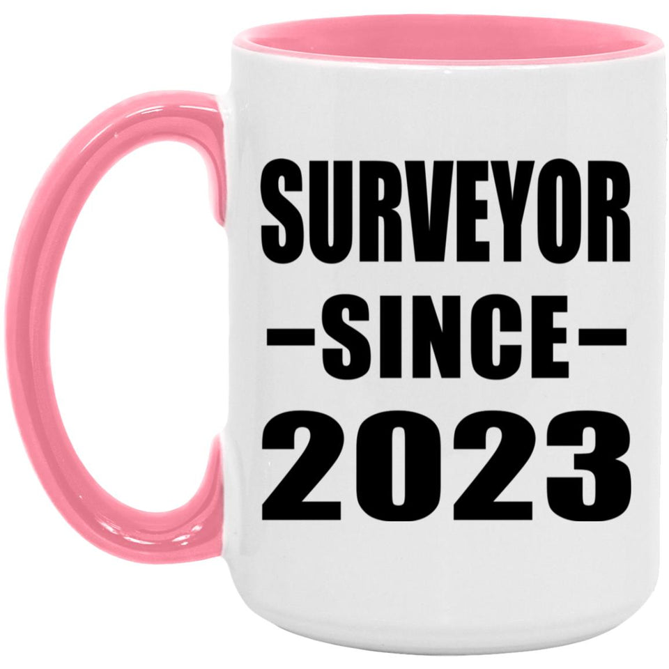 Surveyor Since 2023 - 15oz Accent Mug Pink