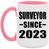 Surveyor Since 2023 - 15oz Accent Mug Pink